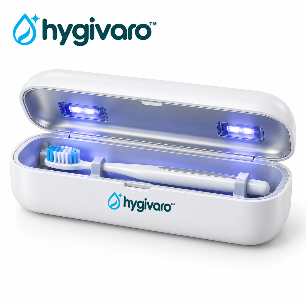 hygivaro™ UV Toothbrush Sanitizing Case — White background product image